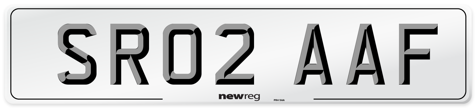 SR02 AAF Number Plate from New Reg